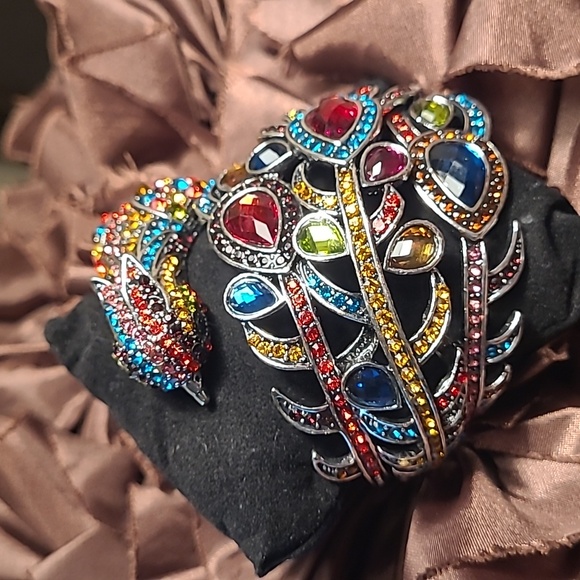 Fansty peacock bangle multi stone silver - Picture 8 of 8